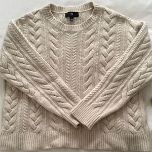Banana Republic Cream Cable Knit Crewneck Sweater